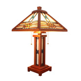 Chinese Style Stained Glass Wood Table Lamp For Bedroom