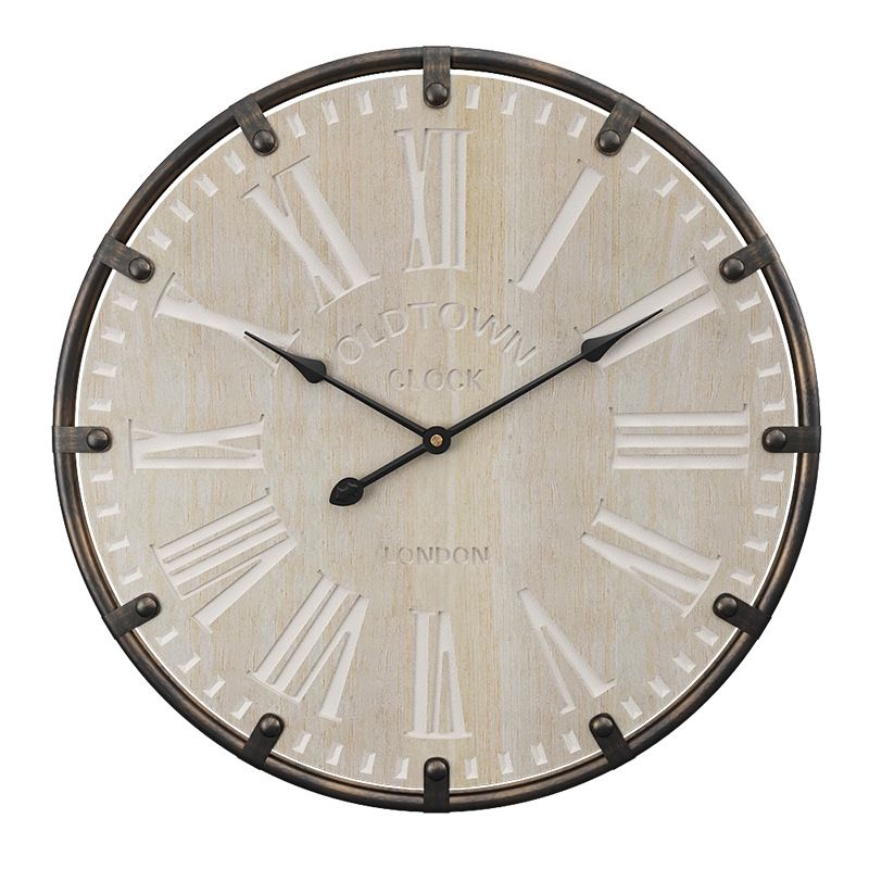 Farmhouse Wooden Wall Clock Numerals