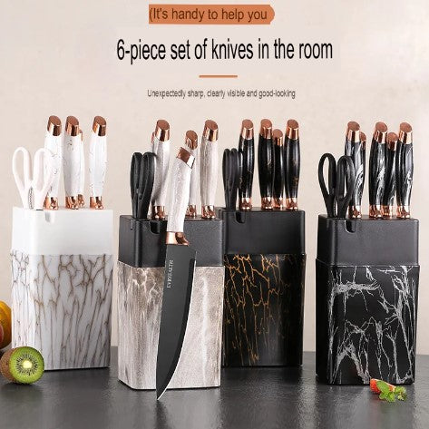 Kitchen Knife Set 6 Piece Stainless Steel Block