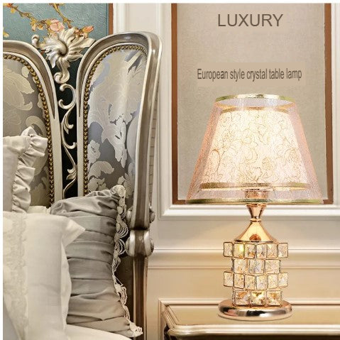 European Style Crystal Table Lamp Luxury Bedside
