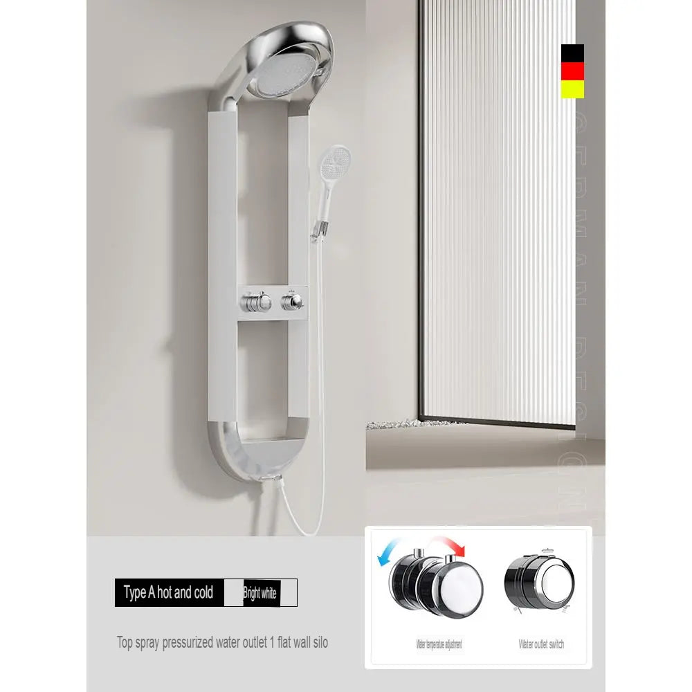 White Thermostatic Shower Set With Storage And Display