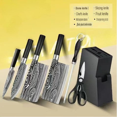 Damascus Steel Kitchen Knife Set Complete