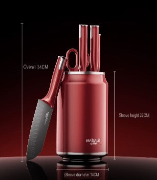 Titanium Blade Kitchen Knife Set With Block Holder