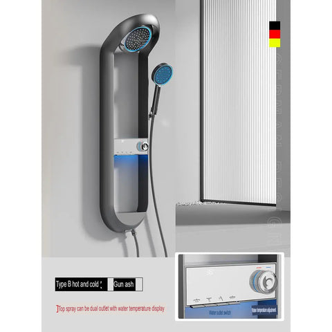 White Thermostatic Shower Set With Storage And Display