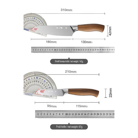 Premium Kitchen Knife Set Seven Piece Wood Handle