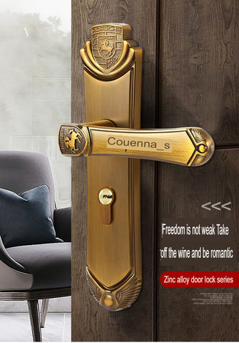 Door Handles Yellow Bronze Modern Lever Latch Security