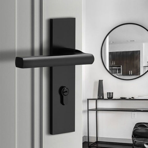 Black Door Lock Indoor Bedroom Bathroom Handle Split Lock