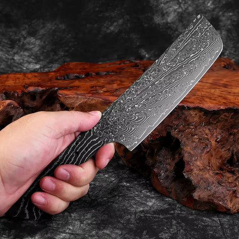 Damascus Steel Kitchen Knife Blank Black Blade Sharp