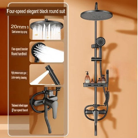 All Copper Shower Head Set Rain Shower Booster