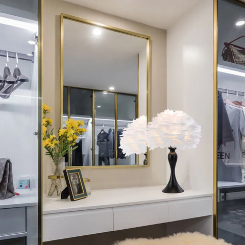 Nordic Feather Lamp Bedroom Bedside Night Light