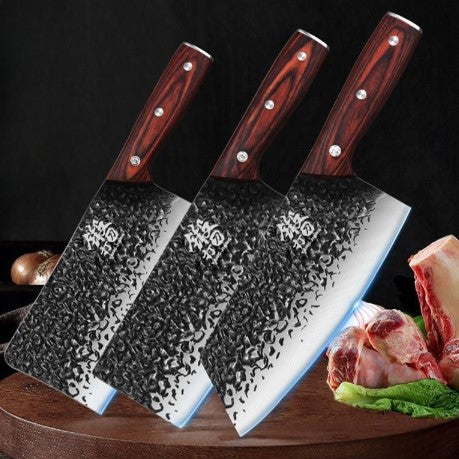 Kitchen Knife Set Household Forged Steel Wood Holder