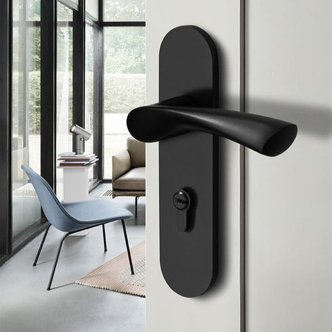 Black Door Lock Indoor Bedroom Bathroom Handle Split Lock