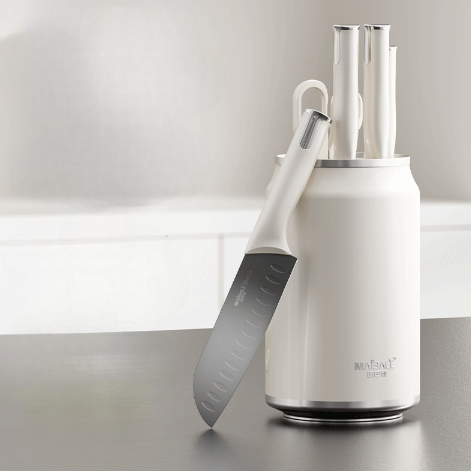 Titanium Blade Kitchen Knife Set With Block Holder