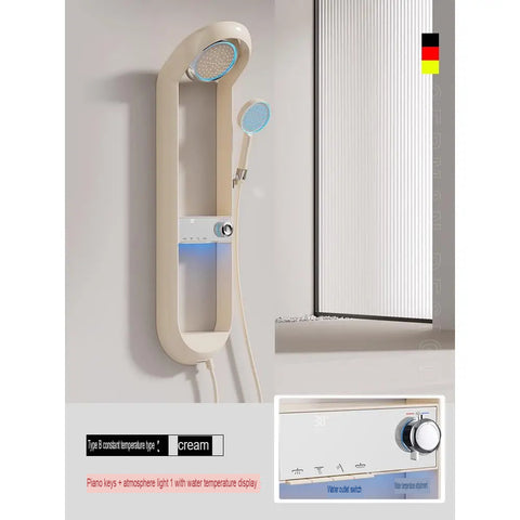 White Thermostatic Shower Set With Storage And Display