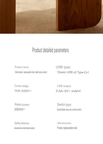 LED Desk Lamp With Power Strip USB Charging Ports