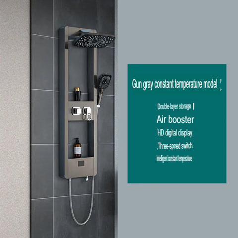Gunmetal Gray Thermostatic Shower With Digital Display