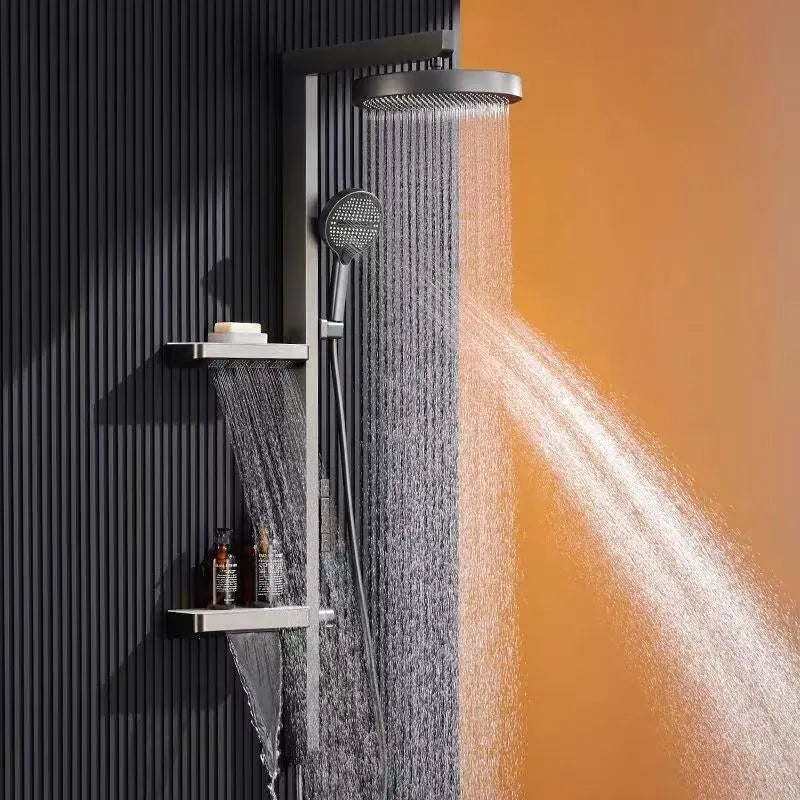 Thermostatic Shower Set With Storage Shelf White