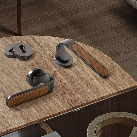 Door Lock Household Handle Indoor Wood Grain Solid Bedroom Wooden Mute