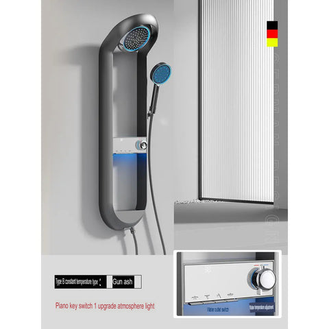 White Thermostatic Shower Set With Storage And Display