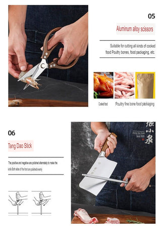 Premium Kitchen Knife Set Seven Piece Wood Handle