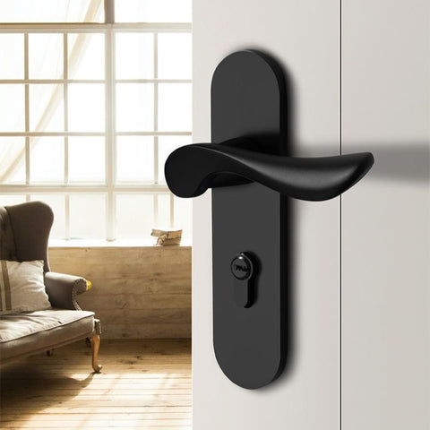 Black Door Lock Indoor Bedroom Bathroom Handle Split Lock