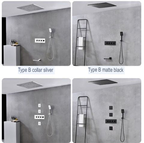 Black All Copper Concealed Wall Mounted Thermostatic Shower