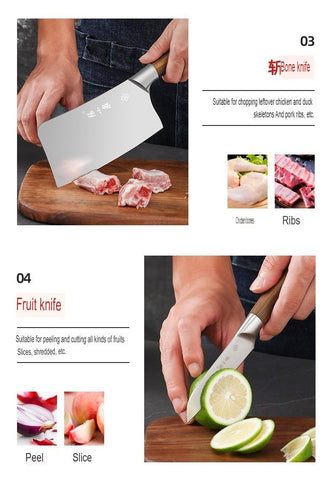 Premium Kitchen Knife Set Seven Piece Wood Handle