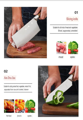 Premium Kitchen Knife Set Seven Piece Wood Handle