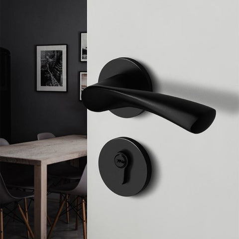Black Door Lock Indoor Bedroom Bathroom Handle Split Lock