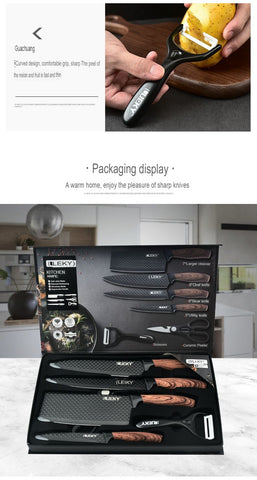 Kitchen Knife Set Six Piece Non Stick Diamond Blade