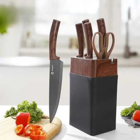 Kitchen Knife Set 7 Piece Stainless Steel Block
