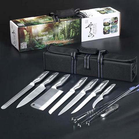 Portable Outdoor Camping Knife Set With Storage Bag