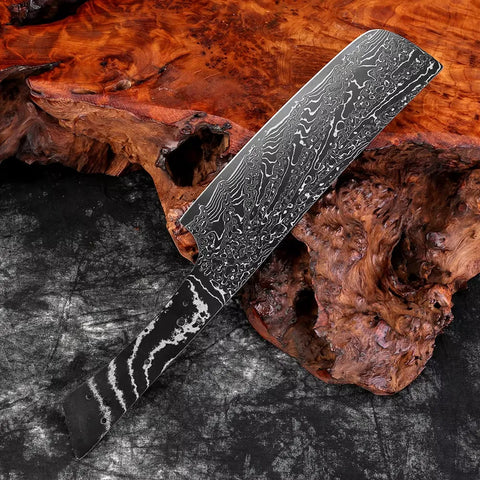 Damascus Steel Kitchen Knife Blank Black Blade Sharp