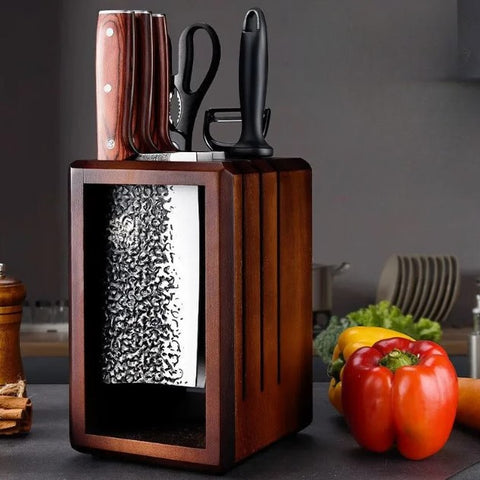Kitchen Knife Set Household Forged Steel Wood Holder