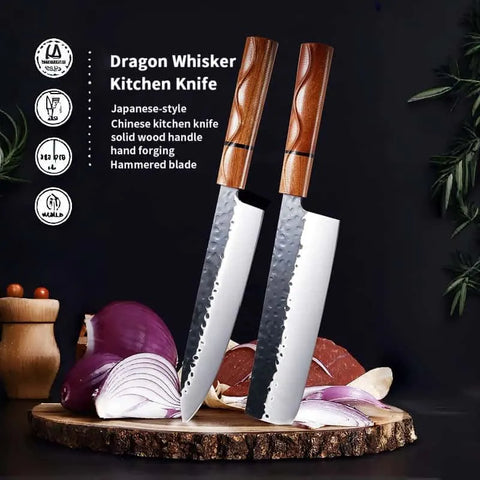 Kitchen Knife With Solid Wood Handle For Home Cooking