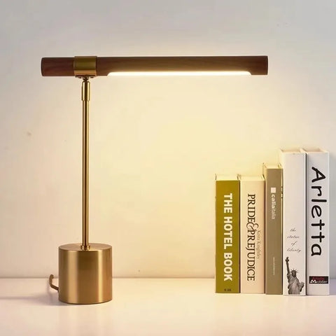 Wood Grain Desk Lamp Eye Protection Foldable