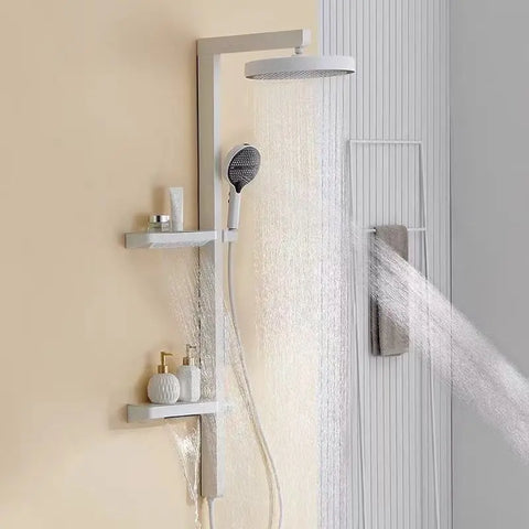Thermostatic Shower Set With Storage Shelf White