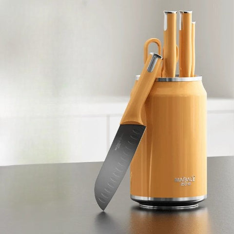 Titanium Blade Kitchen Knife Set With Block Holder