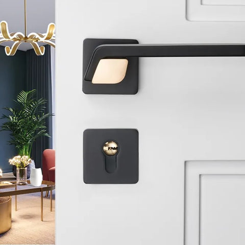 Aluminum Alloy Indoor Black Split Handle Lock Set