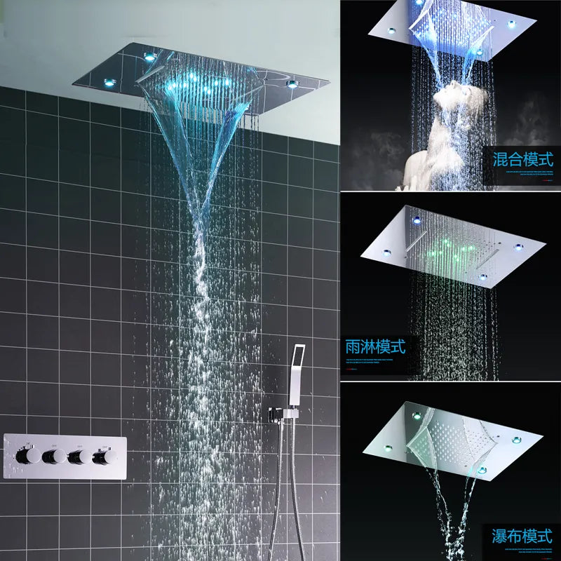 Sky View Waterfall Shower Head Ceiling Music