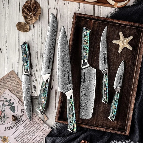 67 Layer Damascus Steel Kitchen Knife Set