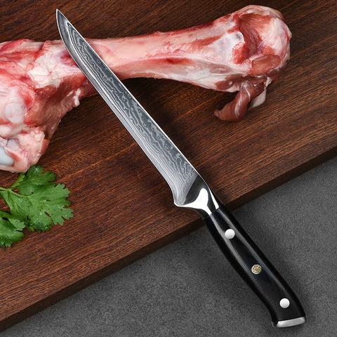 Damascus Steel Boning Knife Sharp Butcher Chef Kitchen