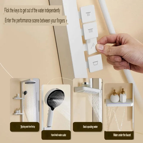 Thermostatic Shower Set With Storage Shelf White