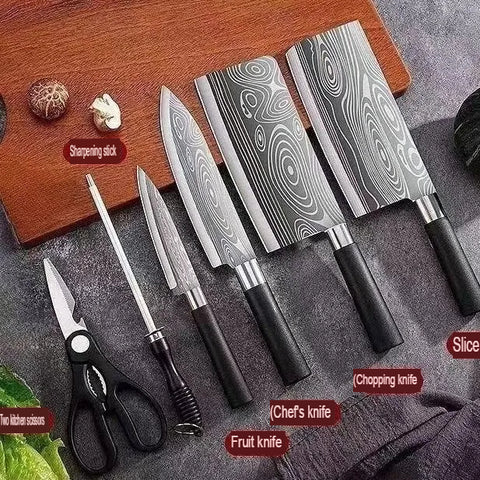 Damascus Steel Kitchen Knife Set Complete
