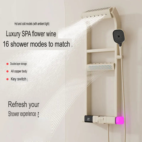 Thermostatic Copper Shower Set Digital Storage