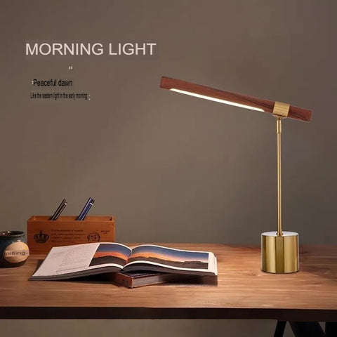 Wood Grain Desk Lamp Eye Protection Foldable