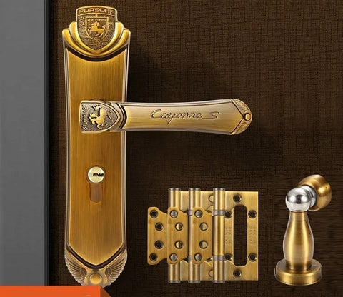 Door Handles Yellow Bronze Modern Lever Latch Security