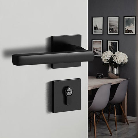 Black Door Lock Indoor Bedroom Bathroom Handle Split Lock