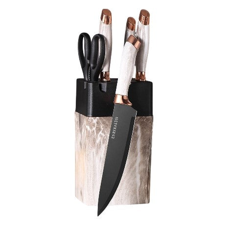 Kitchen Knife Set 6 Piece Stainless Steel Block