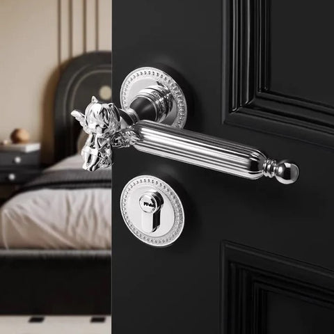 Bedroom Door Lock Indoor Room Wooden Golden Magnetic